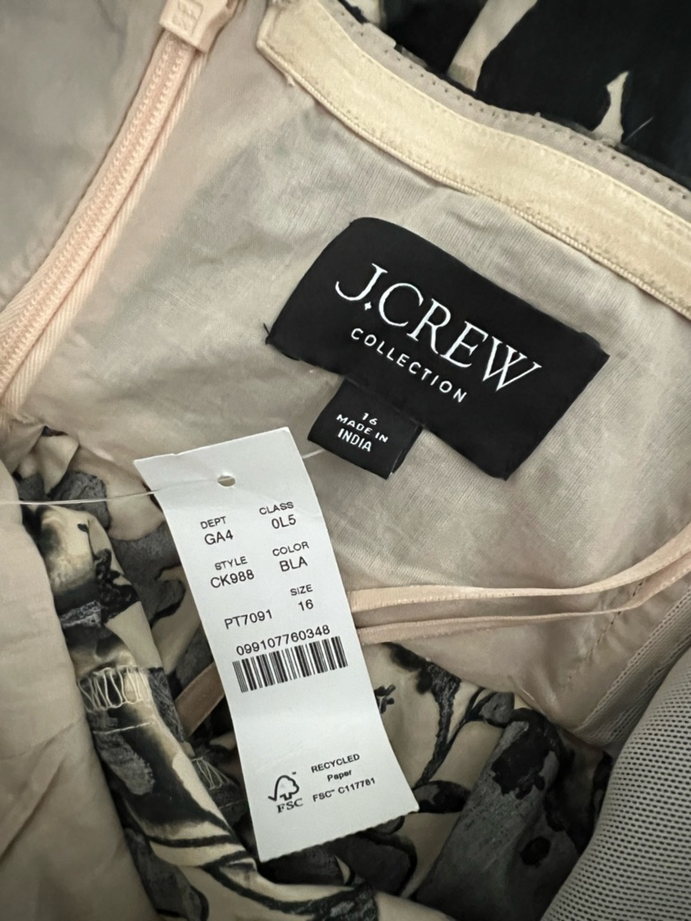 J. Crew Black and Cream Strapless Floral Maxi Dress - Picture 5 of 5